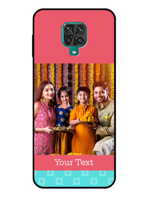 Custom Redmi Note 10 Lite Personalized Glass Phone Case - Peach & Blue Color Design