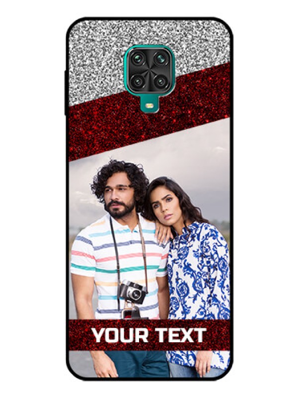 Custom Redmi Note 10 Lite Personalized Glass Phone Case - Image Holder with Glitter Strip Design