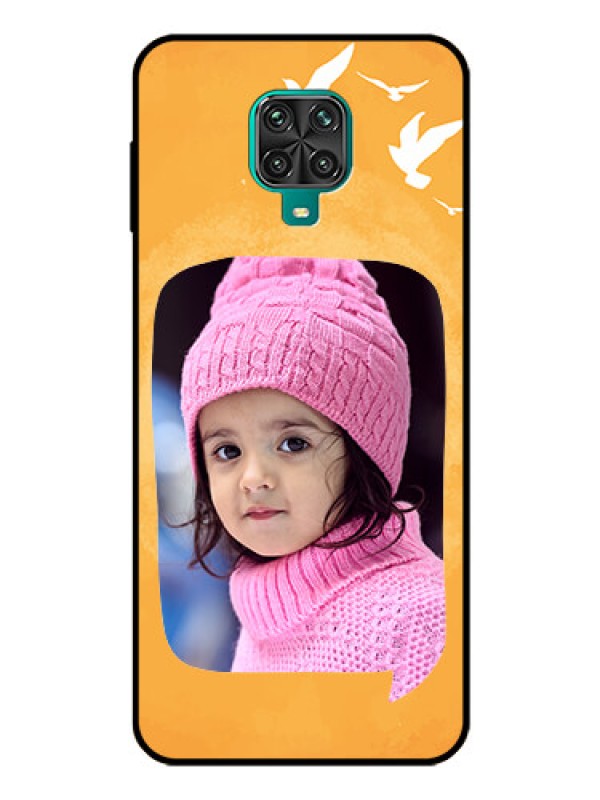 Custom Redmi Note 10 Lite Personalized Glass Phone Case - Water Color Design with Bird Icons