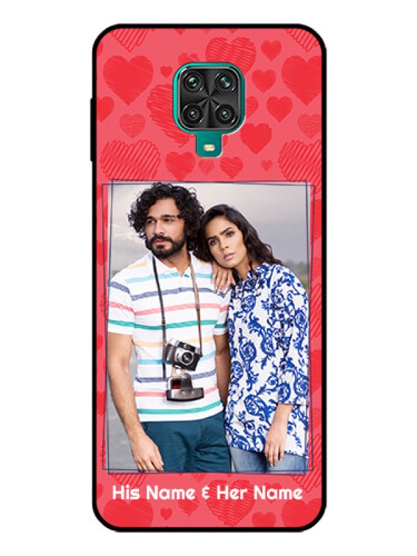 Custom Redmi Note 10 Lite Photo Printing on Glass Case - with Red Heart Symbols Design