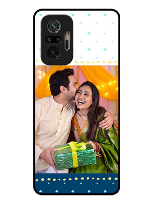 Custom Redmi Note 10 Pro Max Personalized Glass Phone Case - White and Blue Abstract Design