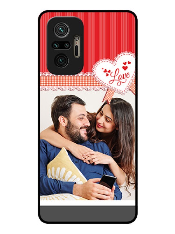 Custom Redmi Note 10 Pro Max Custom Glass Mobile Case - Red Love Pattern Design
