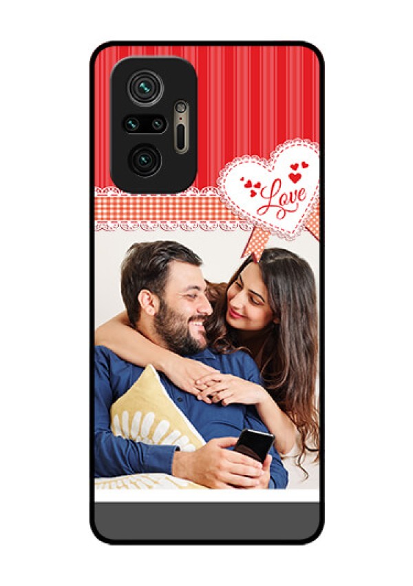 Redmi Note 10 Pro Max Custom Glass Mobile Case - Red Love Pattern Design