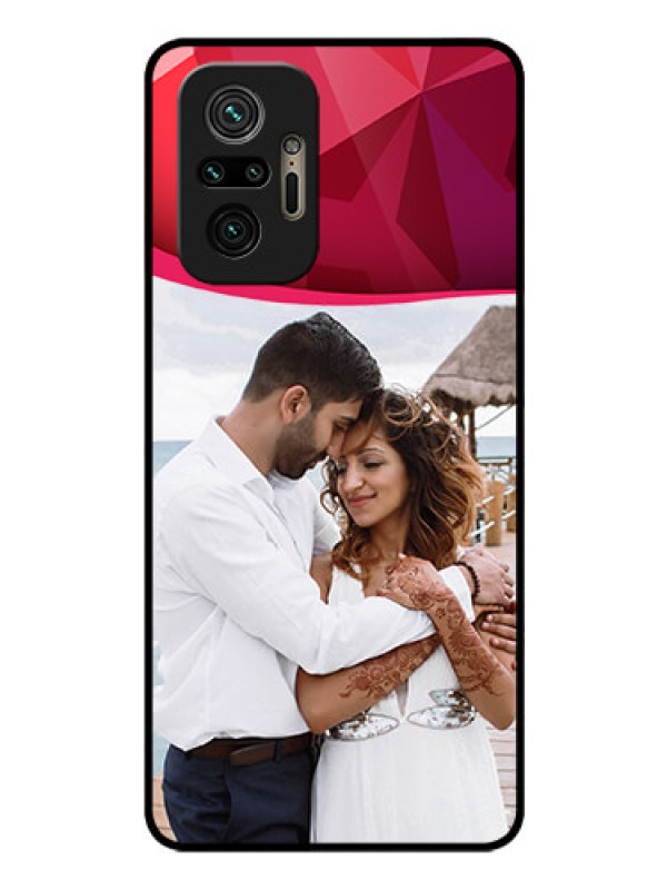 Custom Redmi Note 10 Pro Max Custom Glass Mobile Case - Red Abstract Design