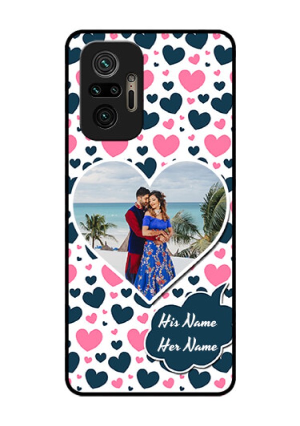 Redmi Note 10 Pro Max Custom Glass Phone Case - Pink & Blue Heart Design