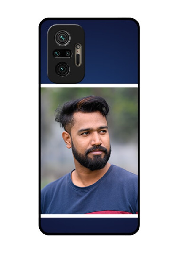 Redmi Note 10 Pro Max Personalized Glass Phone Case - Simple Royal Blue Design