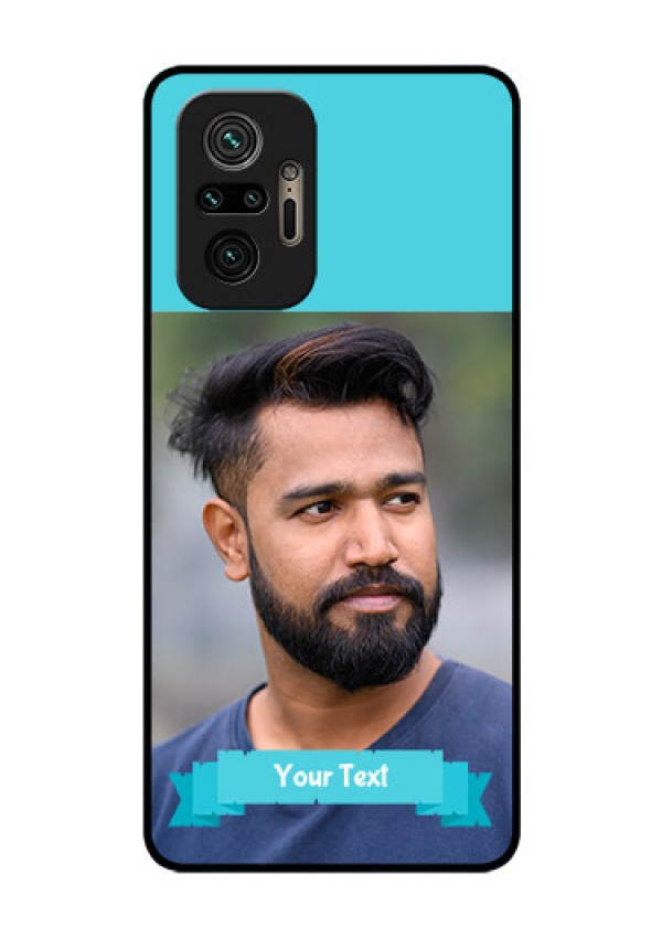 Redmi Note 10 Pro Max Personalized Glass Phone Case - Simple Blue Color Design