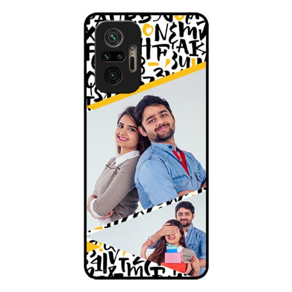 Redmi Note 10 Pro Max Custom Glass Mobile Case - Letters Pattern Design