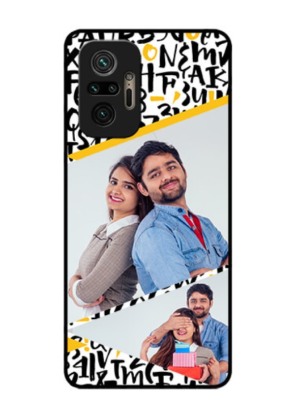 Redmi Note 10 Pro Max Custom Glass Mobile Case - Letters Pattern Design