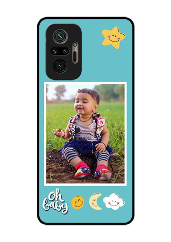 Redmi Note 10 Pro Max Personalized Glass Phone Case - Smiley Kids Stars Design