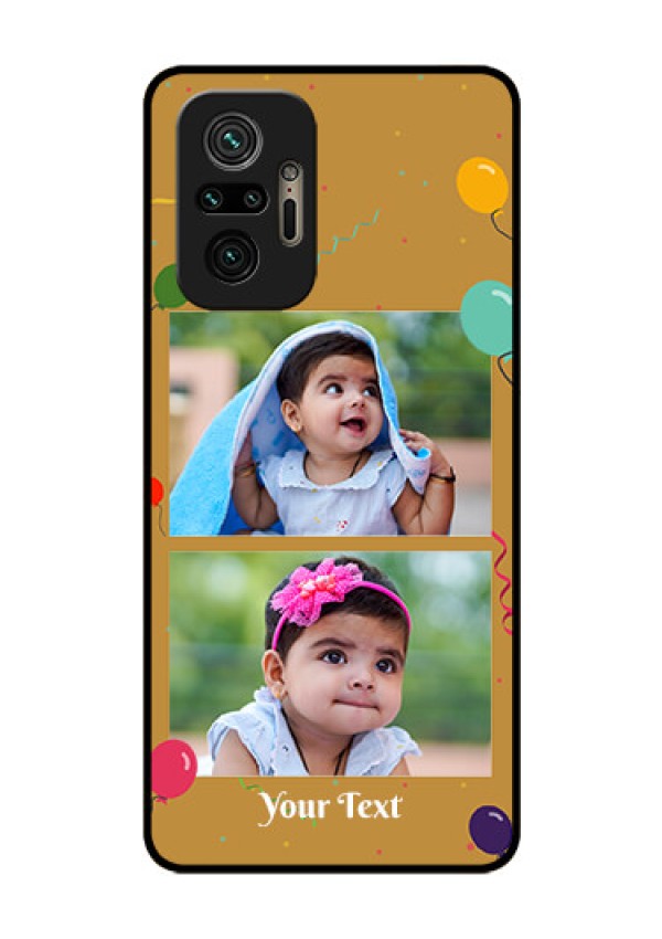 Redmi Note 10 Pro Max Personalized Glass Phone Case - Image Holder with Birthday Celebrations Design