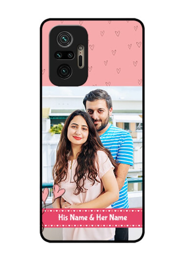 Redmi Note 10 Pro Max Personalized Glass Phone Case - Love Design Peach Color