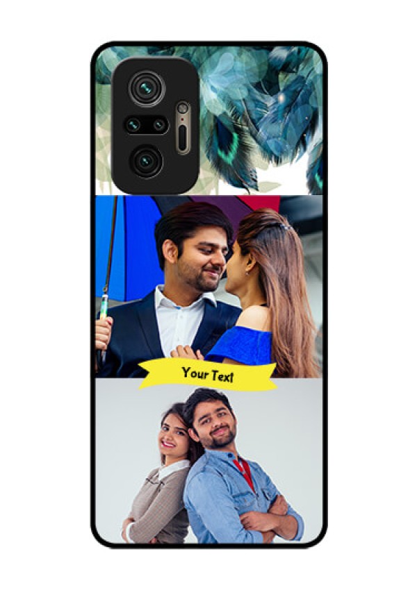 Redmi Note 10 Pro Max Personalized Glass Phone Case - Image with Boho Peacock Feather Design