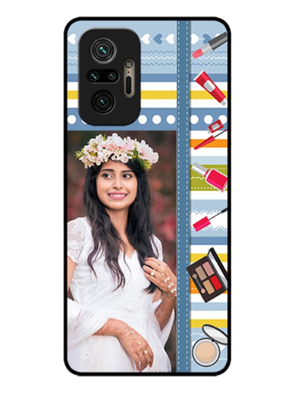 Custom Redmi Note 10 Pro Max Personalized Glass Phone Case - Makeup Icons Design
