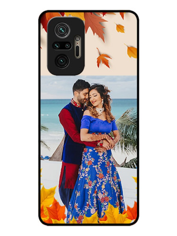 Custom Redmi Note 10 Pro Max Photo Printing on Glass Case - Autumn Maple Leaves Design