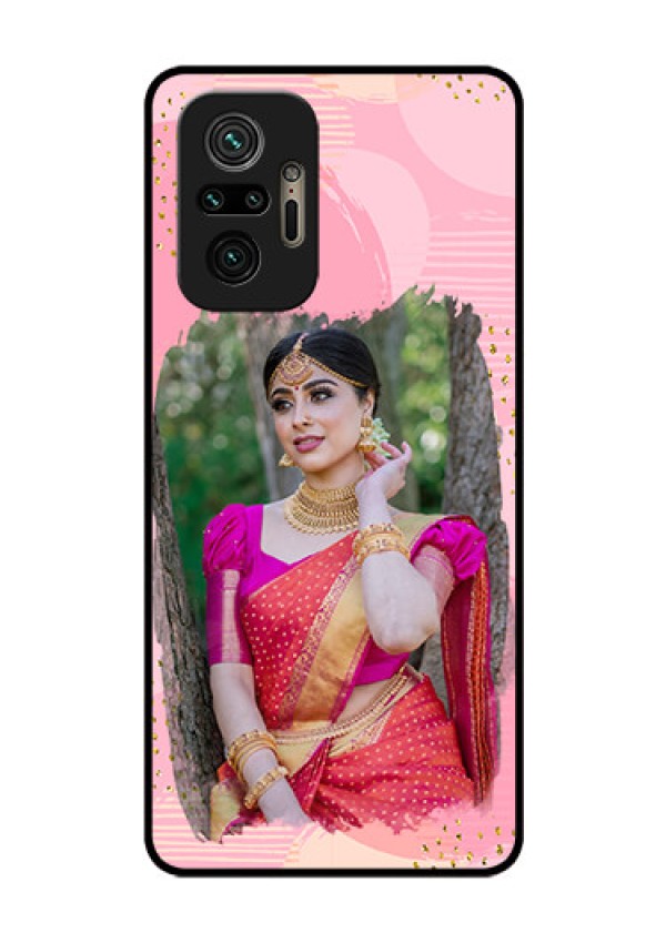 Redmi Note 10 Pro Max Personalized Glass Phone Case - Gold Glitter Splash Design