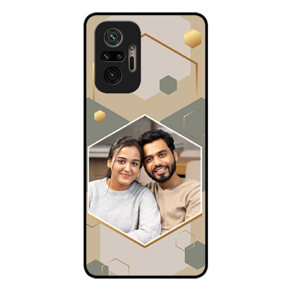 Xiaomi Redmi Note 10 Pro Max Photo Printing on Glass Case - Stylish Hexagon Pattern Design