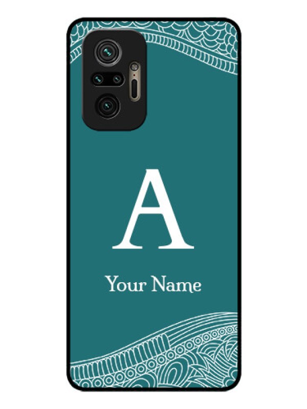 Custom Xiaomi Redmi Note 10 Pro Max Personalized Glass Phone Case - line art pattern with custom name Design