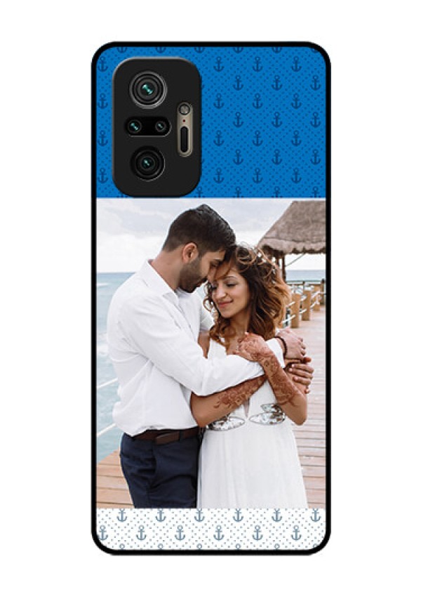 Redmi Note 10 Pro Photo Printing on Glass Case - Blue Anchors Design