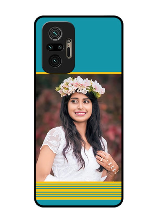 Redmi Note 10 Pro Custom Glass Phone Case - Yellow & Blue Design 