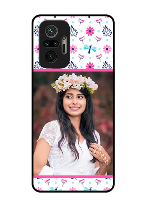 Redmi Note 10 Pro Photo Printing on Glass Case - Colorful Flower Design