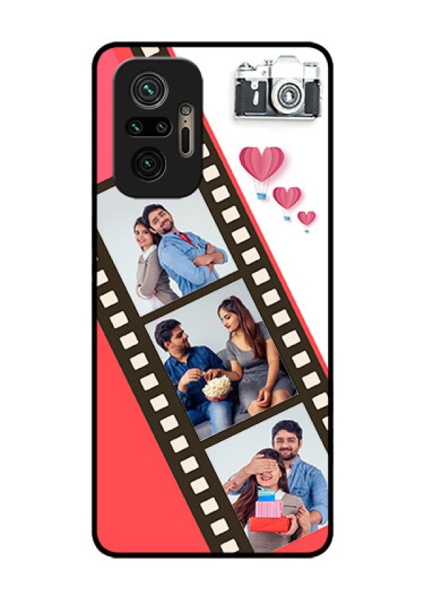 Redmi Note 10 Pro Personalized Glass Phone Case - 3 Image Holder with Film Reel