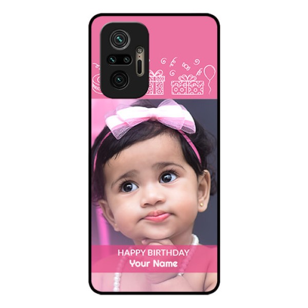 Redmi Note 10 Pro Photo Printing on Glass Case - with Birthday Line Art Design Redmi Note 10 Pro Photo Printing on Glass Case - with Birthday Line Art Design