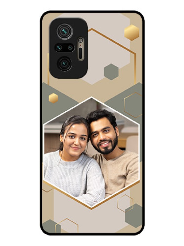 Custom Xiaomi Redmi Note 10 Pro Photo Printing on Glass Case - Stylish Hexagon Pattern Design