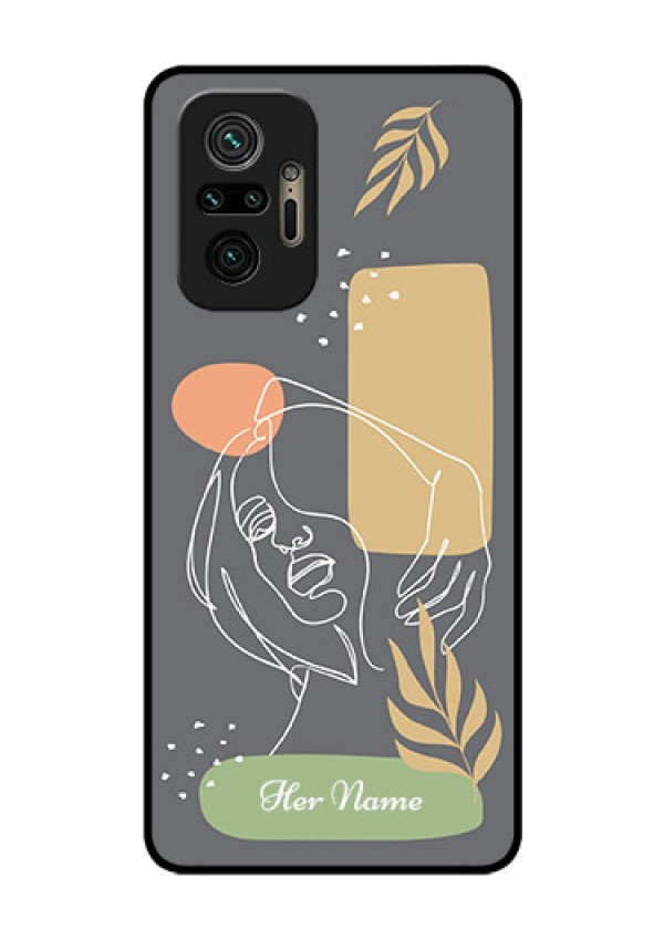 Xiaomi Redmi Note 10 Pro Custom Glass Phone Case - Gazing Woman line art Design