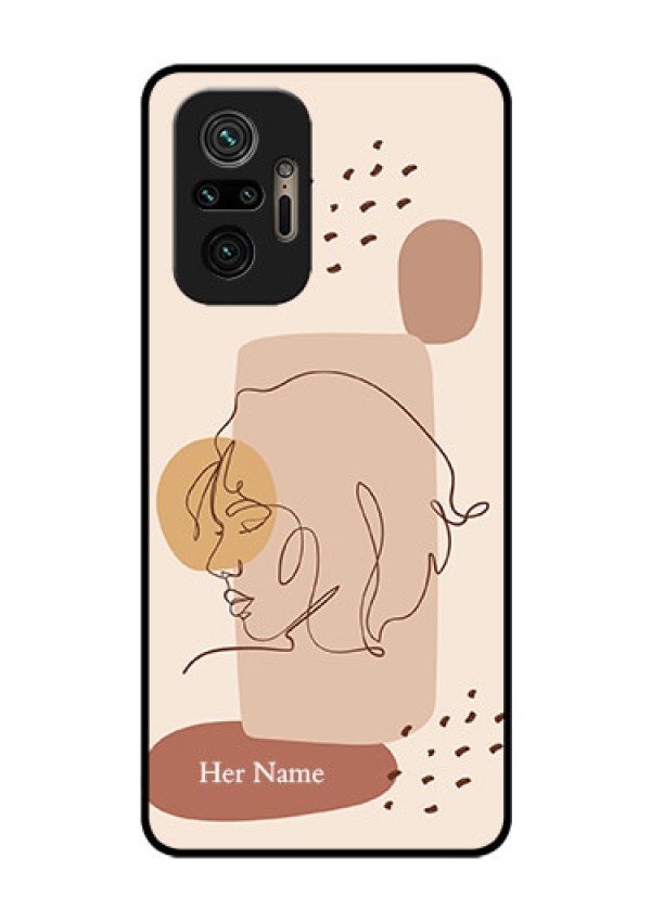 Xiaomi Redmi Note 10 Pro Photo Printing on Glass Case - Calm Woman line art Design