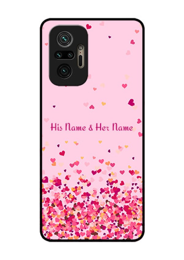 Xiaomi Redmi Note 10 Pro Photo Printing on Glass Case - Floating Hearts Design