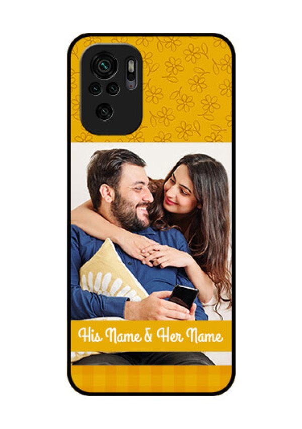 Redmi Note 10 Custom Glass Mobile Case - Yellow Floral Design