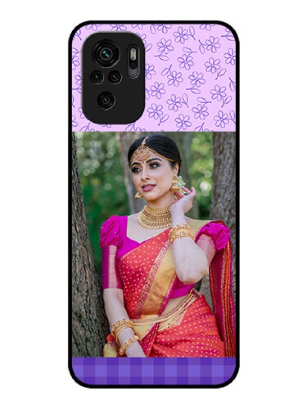 Custom Redmi Note 10 Custom Glass Phone Case - Purple Floral Design