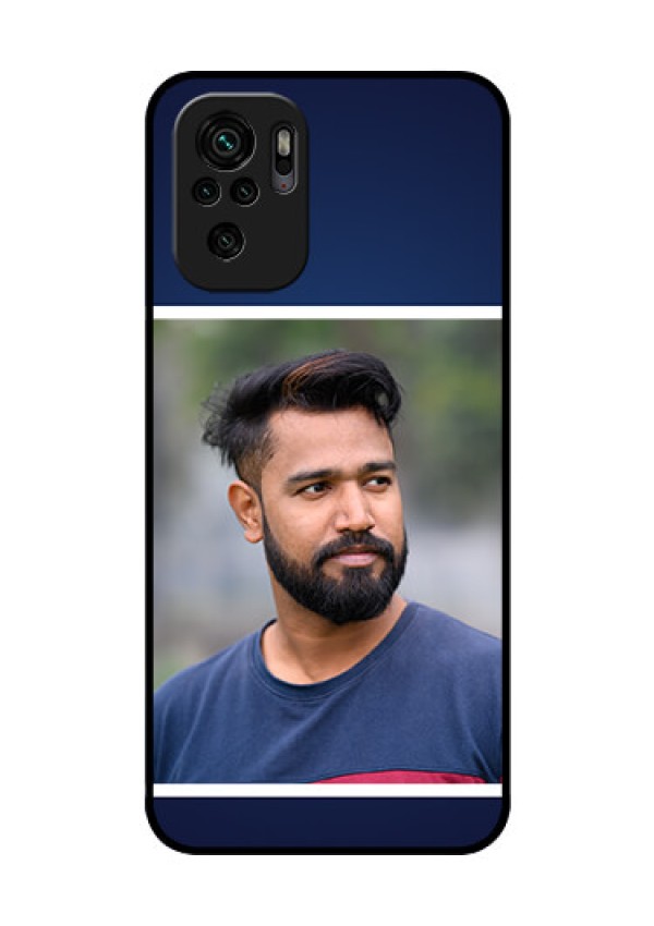 Redmi Note 10 Personalized Glass Phone Case - Simple Royal Blue Design