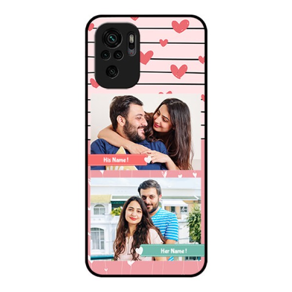 Redmi Note 10 Custom Glass Mobile Case - Photo with Heart Design Redmi Note 10 Custom Glass Mobile Case - Photo with Heart Design