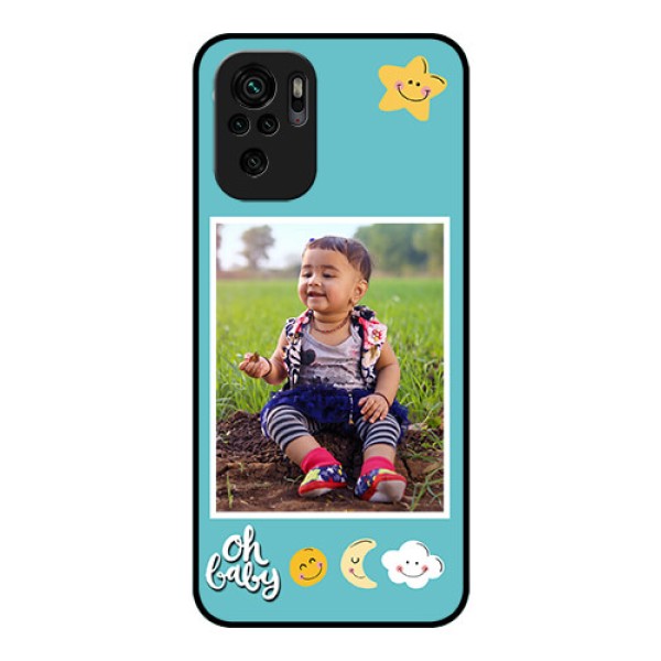 Redmi Note 10 Personalized Glass Phone Case - Smiley Kids Stars Design Redmi Note 10 Personalized Glass Phone Case - Smiley Kids Stars Design
