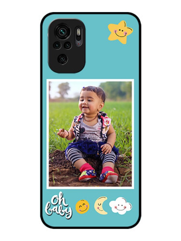 Custom Redmi Note 10 Personalized Glass Phone Case - Smiley Kids Stars Design