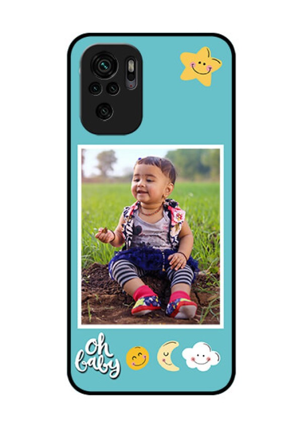 Redmi Note 10 Personalized Glass Phone Case - Smiley Kids Stars Design