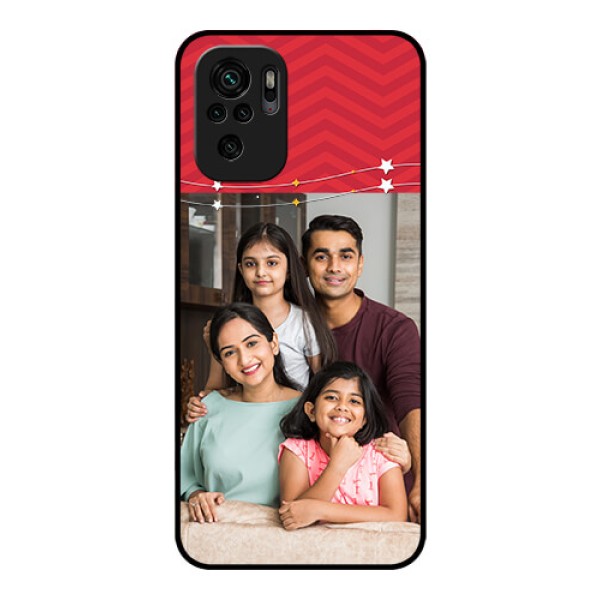 Redmi Note 10 Personalized Glass Phone Case - Happy Family Design