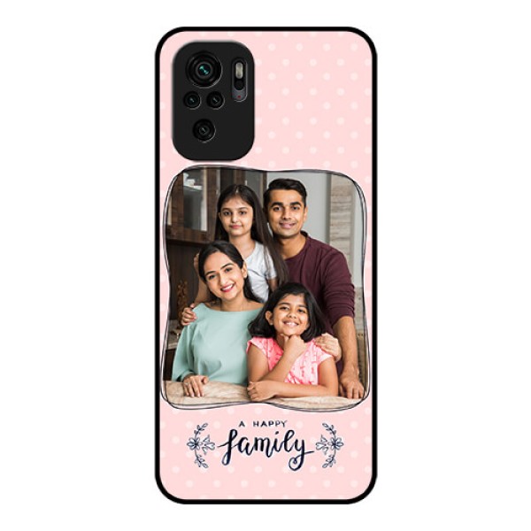 Redmi Note 10 Custom Glass Phone Case - Family with Dots Design