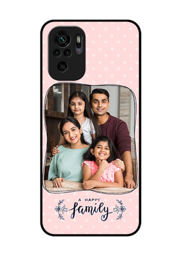 Redmi Note 10 Custom Glass Phone Case - Family with Dots Design