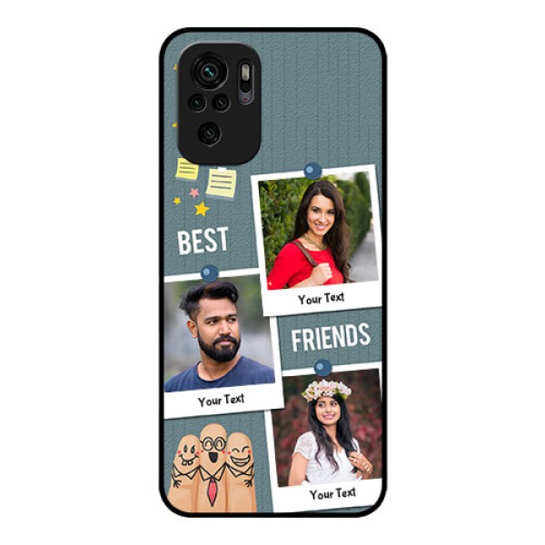 Redmi Note 10 Personalized Glass Phone Case - Sticky Frames and Friendship Design Redmi Note 10 Personalized Glass Phone Case - Sticky Frames and Friendship Design