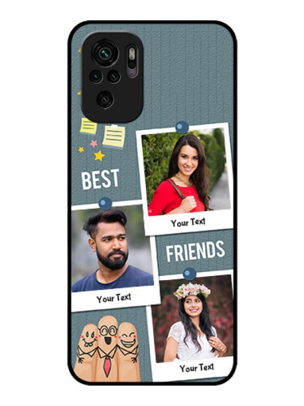 Custom Redmi Note 10 Personalized Glass Phone Case - Sticky Frames and Friendship Design