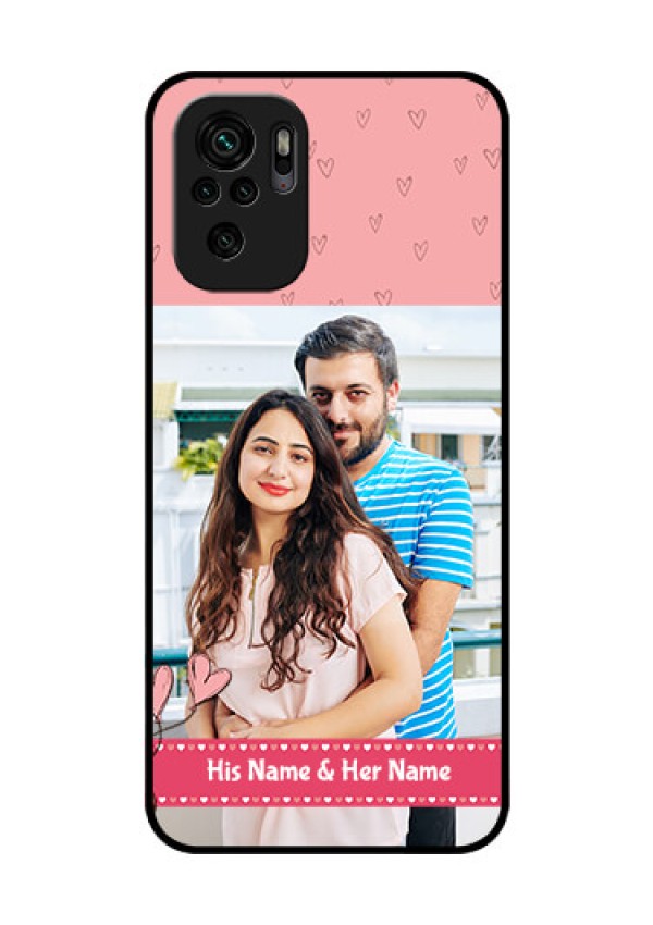 Redmi Note 10 Personalized Glass Phone Case - Love Design Peach Color