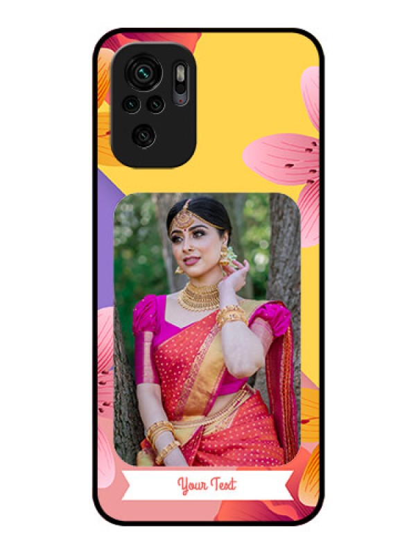 Custom Redmi Note 10 Custom Glass Mobile Case - 3 Image With Vintage Floral Design