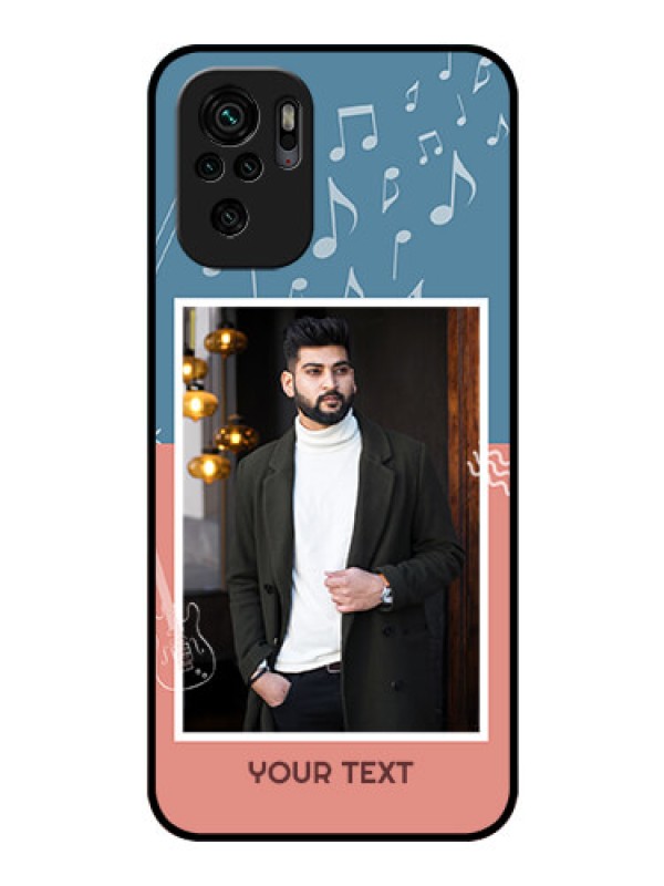Custom Redmi Note 10 Photo Printing on Glass Case - with Color Musical Note Design