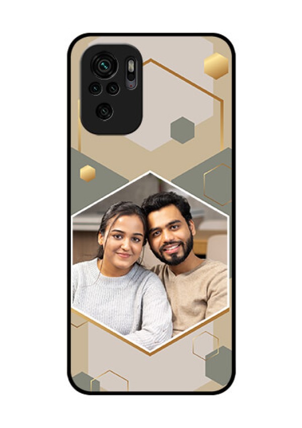Xiaomi Redmi Note 10 Photo Printing on Glass Case - Stylish Hexagon Pattern Design