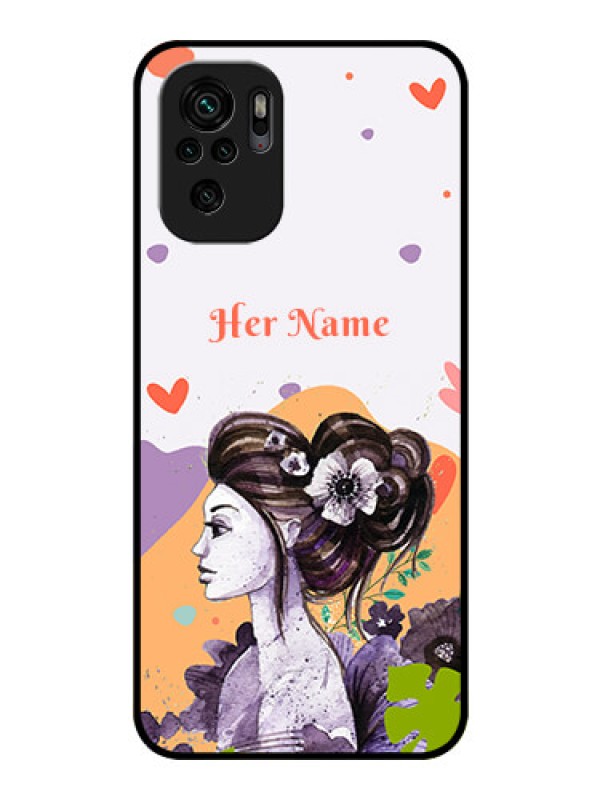 Custom Xiaomi Redmi Note 10 Personalized Glass Phone Case - Woman And Nature Design