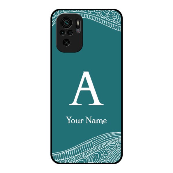 Xiaomi Redmi Note 10 Personalized Glass Phone Case - line art pattern with custom name Design Xiaomi Redmi Note 10 Personalized Glass Phone Case - line art pattern with custom name Design
