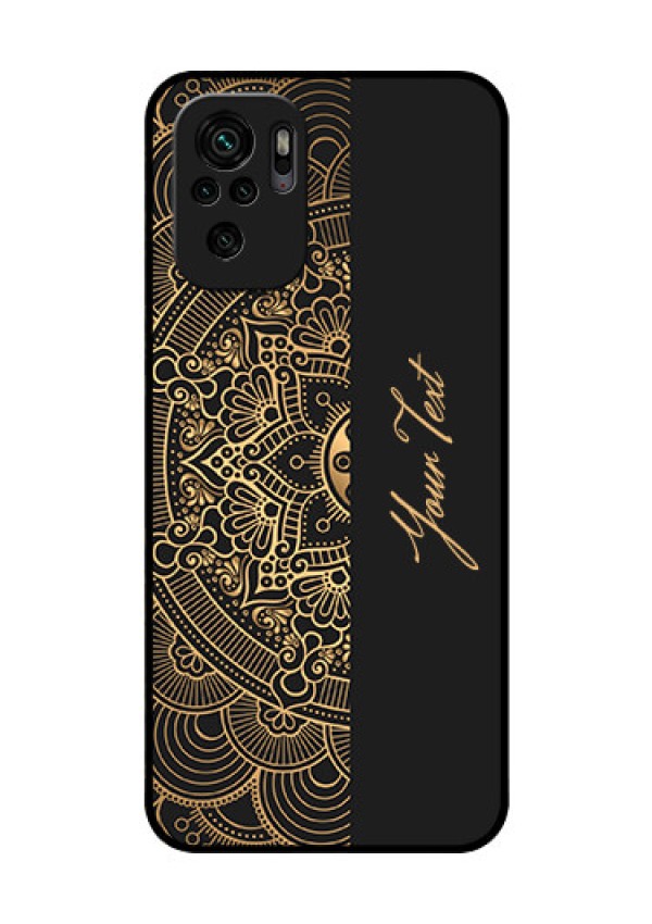Xiaomi Redmi Note 10 Photo Printing on Glass Case - Mandala art with custom text Design